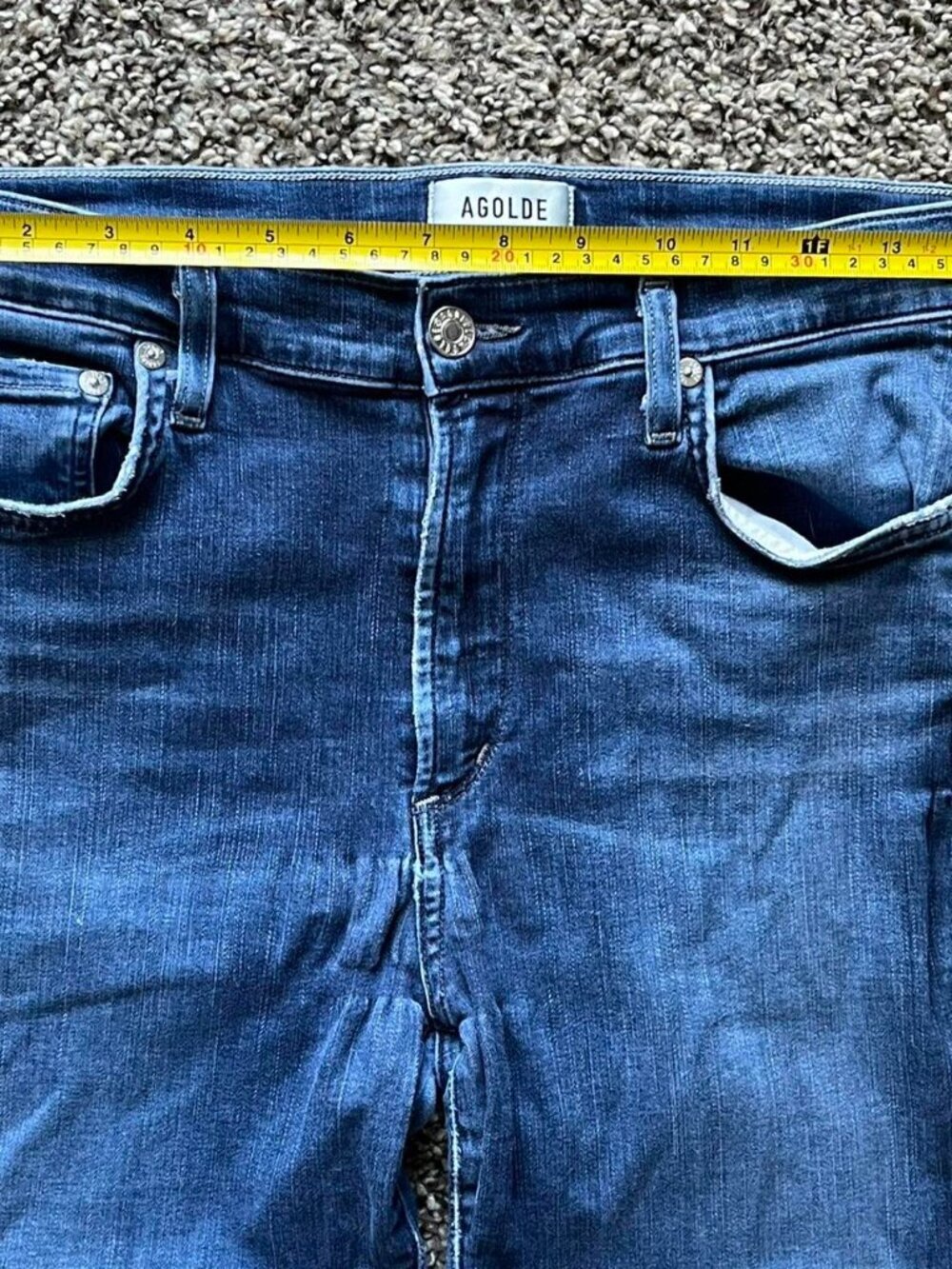 Agolde Blue Denim Straight Leg High Waisted Jeans Size 30 Distressed Feminine - Picture 3 of 7